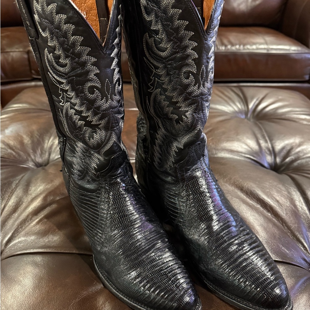 Dan Post 10.5D Black Lizard Cowboy Boots